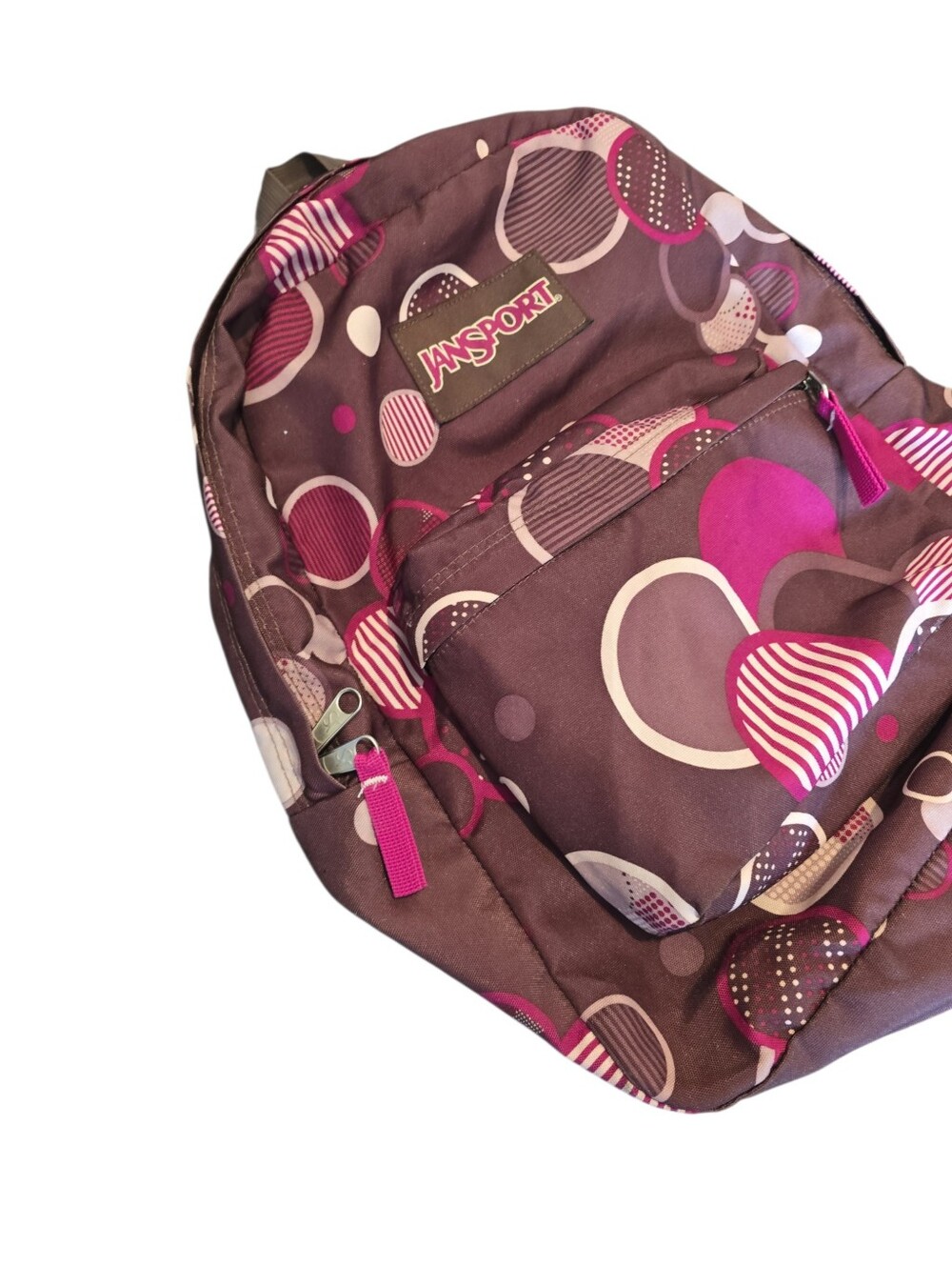 JanSport SuperBreak Backpack Brown Pink Circle Print School Book Bag Y2K Preppy - Picture 5 of 11
